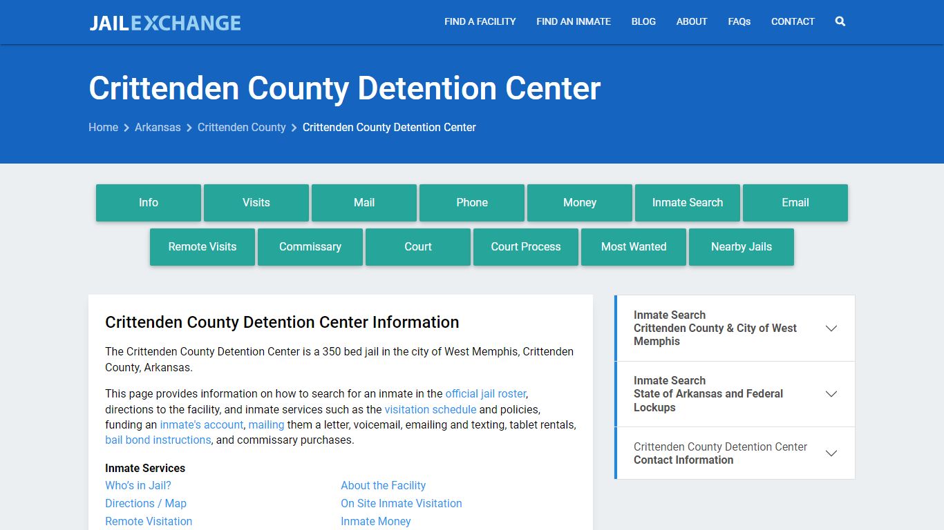 Crittenden County Detention Center, AR Inmate Search, Information